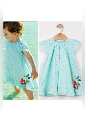 NWT CATIMINI Baby Toddler Embroidered Oasis Garden Dress Flutter Sleeve 12, 18mo
